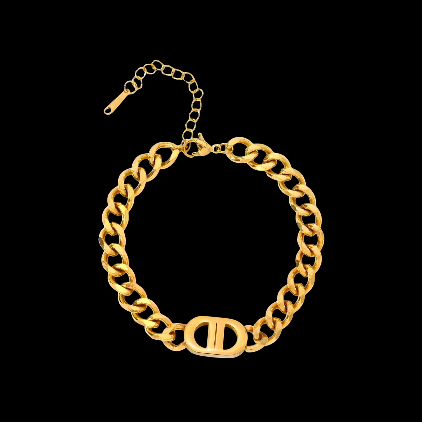 Waterproof Jewellery 18k Gold Chain Bracelet Black Background