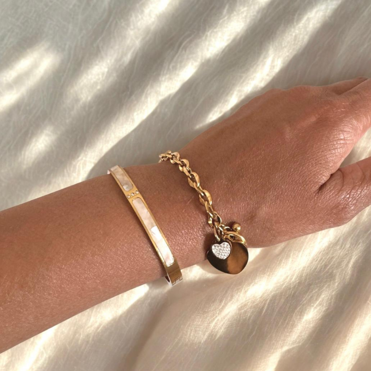 18k Gold Waterproof Jewellery and Sweatproof Jewellery Bangle Bracelet - wrist Image