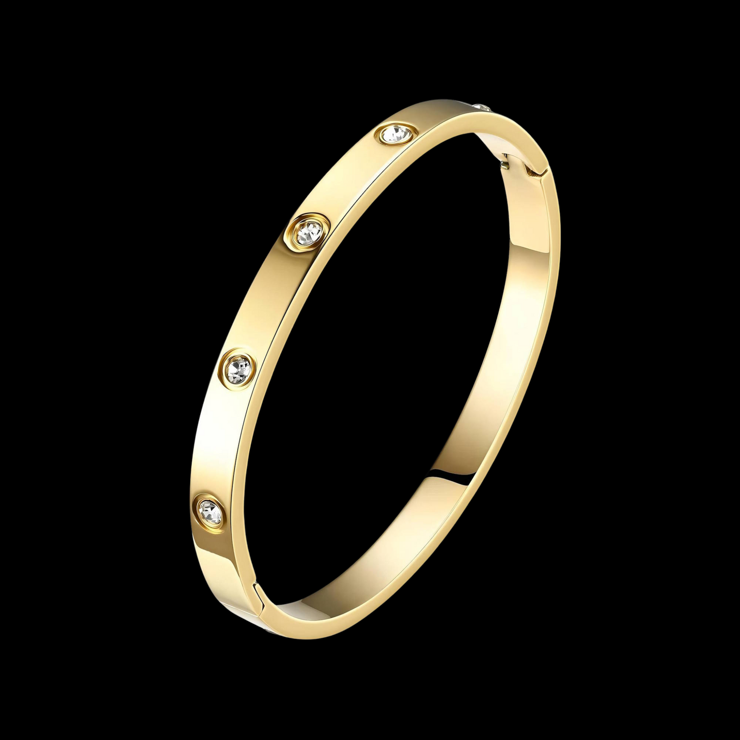 Waterproof Jewellery 18k Gold Bangle Bracelet Black Background