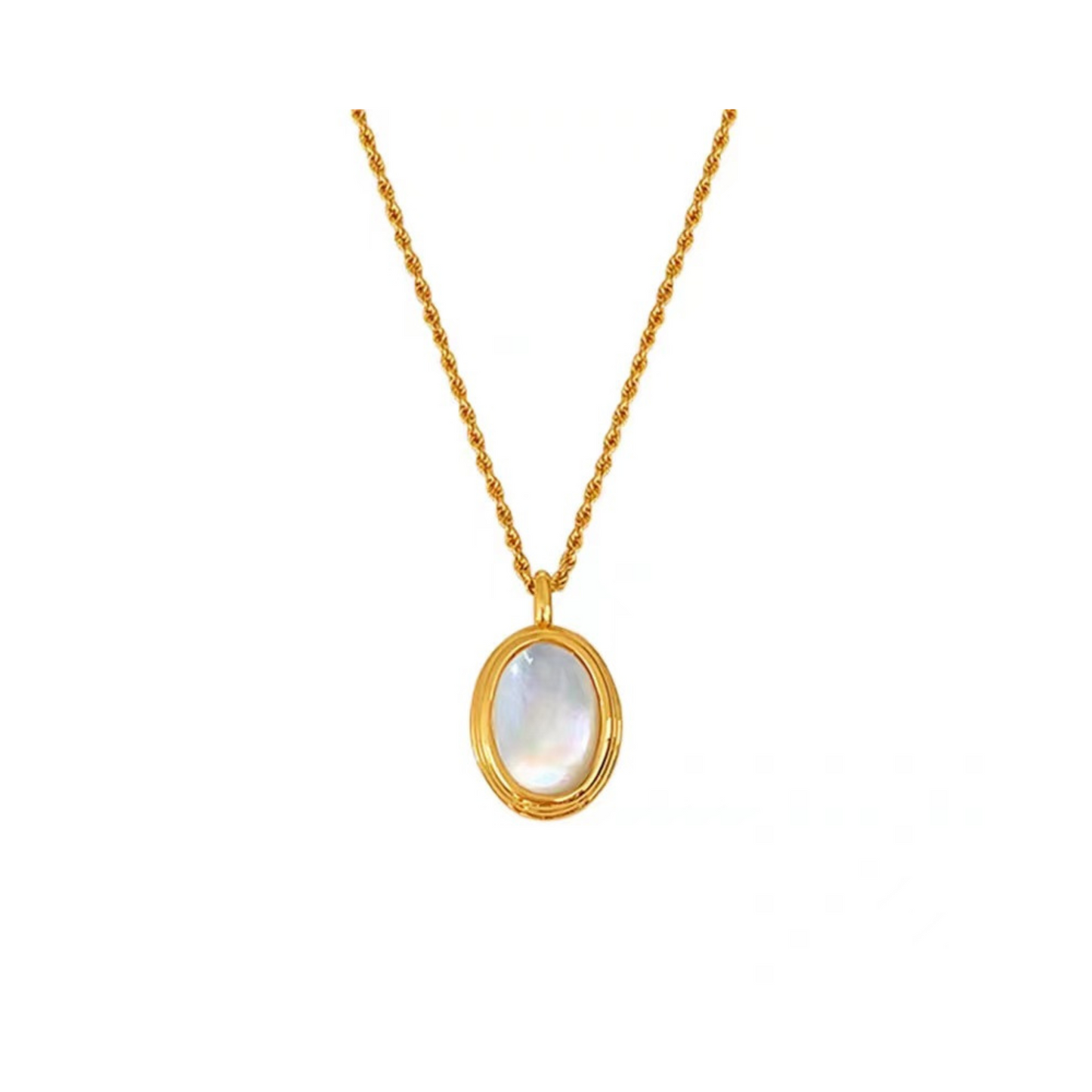White Oval Necklace - Waterproof Jewellery Piece