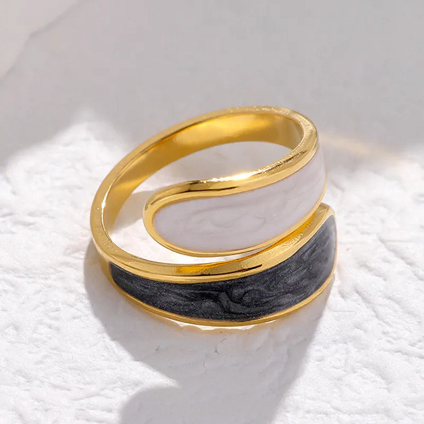 Pearly white & Black Ring - Waterproof Jewellery Piece