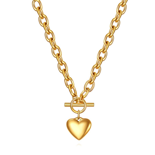18k Gold Waterproof Jewellery and Sweatproof Jewellery Necklace with Heart - white background