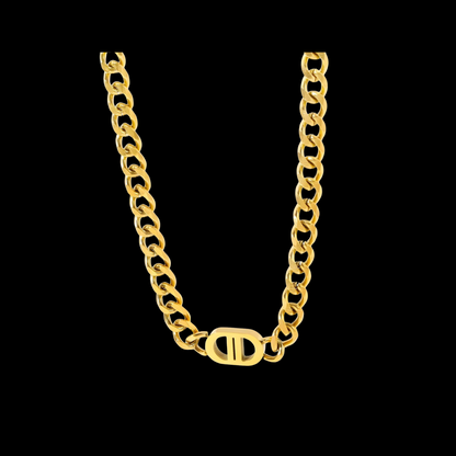Gold chain necklace with a clasp on a black background - Waterproof Jewellery Piece