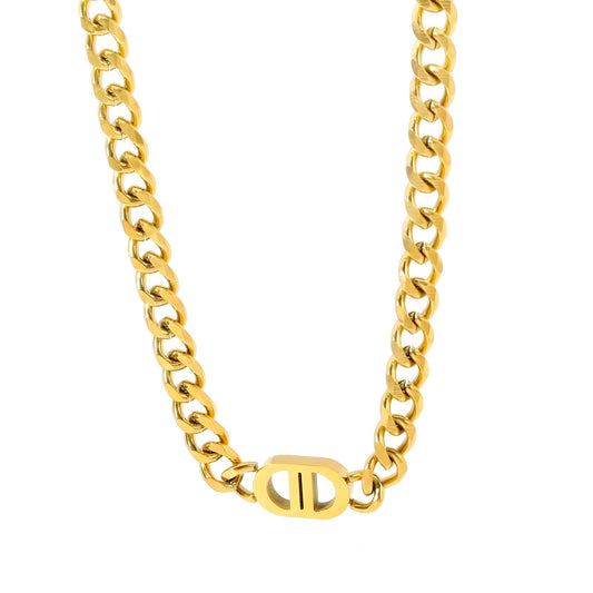 Gold chain necklace with a clasp on a white background - Waterproof Jewellery Piece