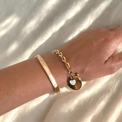 18k Gold waterproof jewellery and sweatproof jewellery Bracelet with gold heart - wrist image