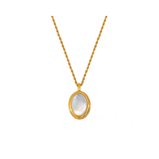 White Oval Necklace - Waterproof Jewellery Piece