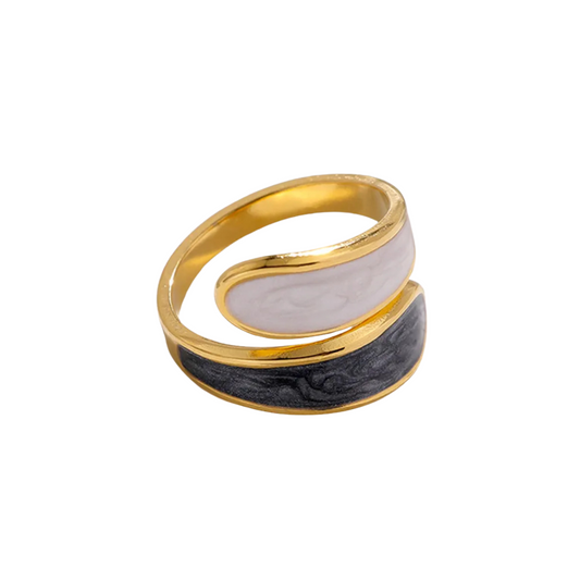 Pearly white & Black Ring - Waterproof Jewellery Piece